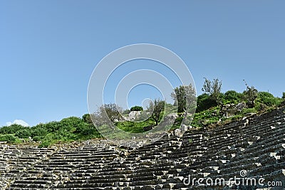 Partial view of the theater in in the sanctuary of Letoon Stock Photo