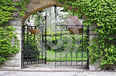 Partially open gate Stock Photo