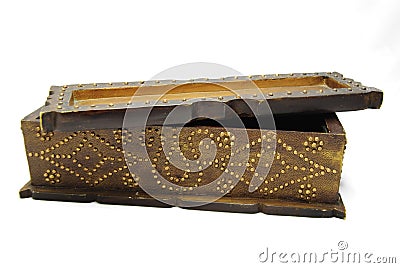 Partially open Ornate Pine Box Stock Photo