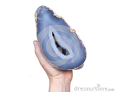 Partially polished blue lace agate geode Stock Photo