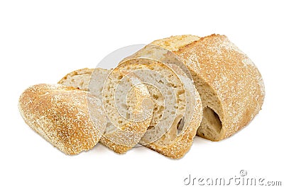 Partially sliced wheat sourdough bread with bran Stock Photo