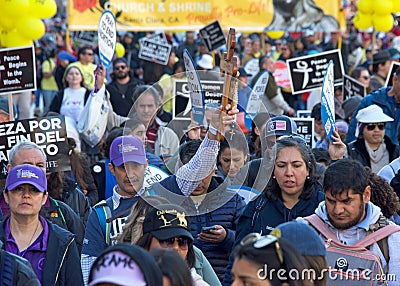 Participants in the annual March for Life in San Francisco, CA Editorial Stock Photo