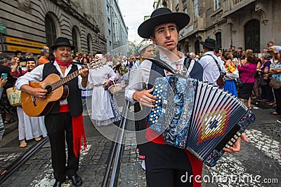 Participants Festival of St John. Happens every year during Midsummer, Porto. Editorial Stock Photo