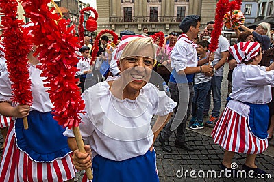 Participants Festival of St John. Happens every year during Midsummer Editorial Stock Photo