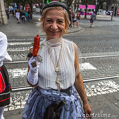 Participants Festival of St John. Happens every year during Midsummer Editorial Stock Photo