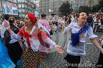 Participants Festival of St John. Happens every year during Midsummer Editorial Stock Photo