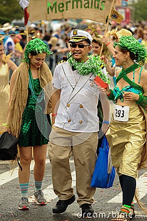 Participants march in the 35th Annual Mermaid Parade at Coney Island Editorial Stock Photo