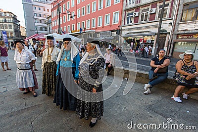 Participants of the Porto folklore festival Festival de Folclore do Orfeao do Porto. Editorial Stock Photo