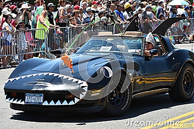 Participants riding car during the 34th Annual Mermaid Parade at Coney Island Editorial Stock Photo