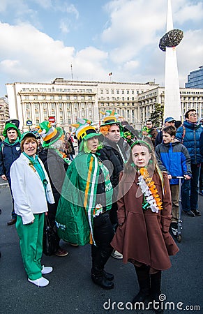 Participants at Saint Patrick parade Editorial Stock Photo