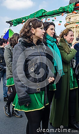 Participants at Saint Patrick parade Editorial Stock Photo