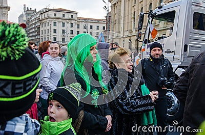 Participants at Saint Patrick parade Editorial Stock Photo