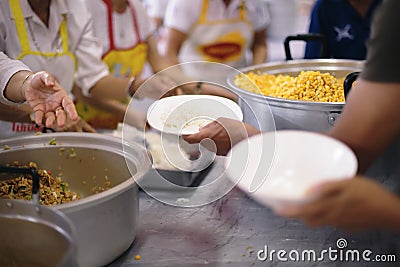Participation in sharing food for the poor : the concept of food shortage in the world Editorial Stock Photo