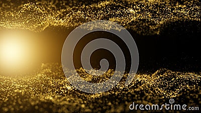 Particle background Sparkling gold Has a bright shine Sparkling, beautiful, glowing Brightness Stock Photo