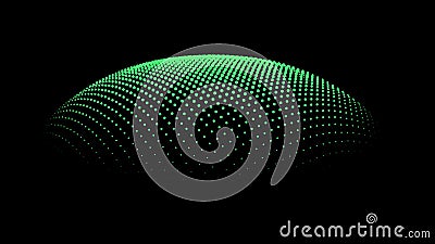 Particle dimension sound wave. Part of sphere effect polar hill globe surface. Big data flow calculation Stock Photo