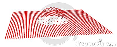 Particle dimension sound wave. Part of sphere effect polar hill globe surface. Big data flow calculation Vector Illustration