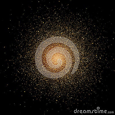 Particle explosion effect. Golden glitter texture. Supernova star implosion. Vector Illustration