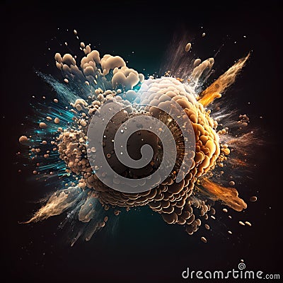 Explosive Chaos: A Mesmerizing Particle Display Stock Photo