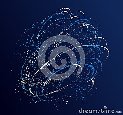 Particle flow whirlpool colorful vector abstract background, life forms bio theme microscopic spin design, dynamic dots elements Vector Illustration