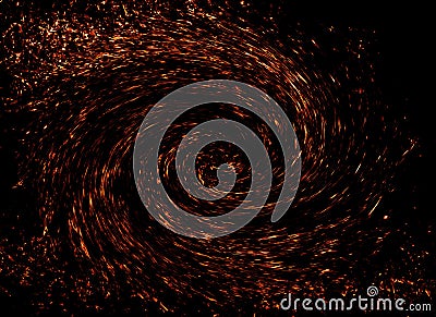 Wave spiral particle . Burn fire embers on isolated black background Stock Photo