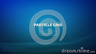 Particle grid abstract background. Technology minimal backdrop for presentation. Cyber wave Vector Illustration