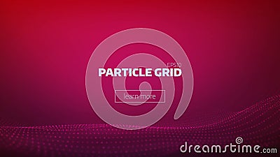 Particle grid abstract background. Technology minimal backdrop for presentation. Cyber wave Vector Illustration