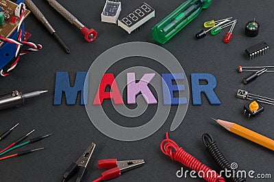 Particle maker kit, electronics project maker kit. Stock Photo