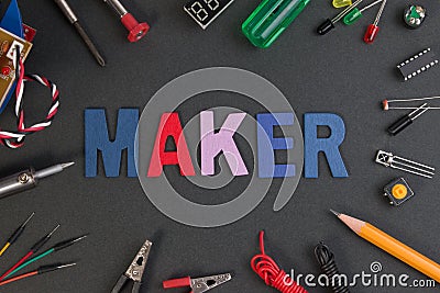 Particle maker kit, electronics project maker kit. Stock Photo