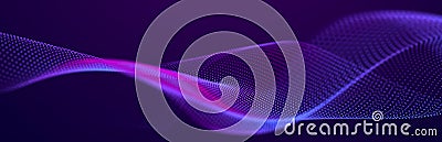 Particle stream. Purple background with many glowing particles. Information technology background. 3d rendering Stock Photo