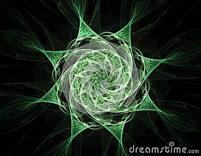 Particles of abstract fractal forms on the subject of nuclear physics science and graphic design. Geometry sacred futuristic quant Stock Photo
