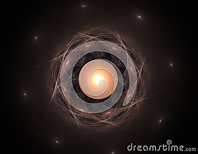 Particles of abstract fractal forms on the subject of nuclear physics science and graphic design. Geometry sacred futuristic quant Stock Photo