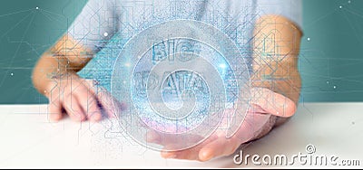 Particles big data title holding by a man Stock Photo