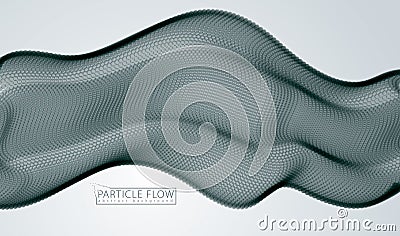 Particles flow abstract design. Blurred round dots vector effect illustration. Mesh of defocused circles. Vector Illustration