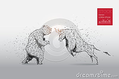 The particles, geometric art, line and dot of bear and bull Vector Illustration