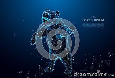 The particles, geometric art, line and dot of bear. graphic design concept of stock marke. Polygonal wireframe mesh art, poly low Vector Illustration