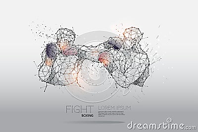 The particles, geometric art, line and dot of Boxing. Vector Illustration