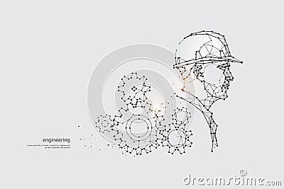 The particles, geometric art, line and dot of Engineering Vector Illustration