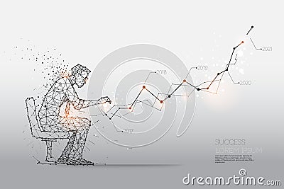 The particles, geometric art, line and dot of Human working hard Vector Illustration