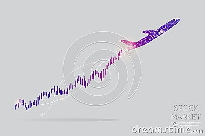 The particles, geometric art, line and dot of stock graph concept. Vector Illustration