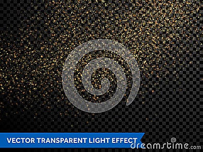 Particles of golden dust glow, magic shimmering glitter texture Vector Illustration