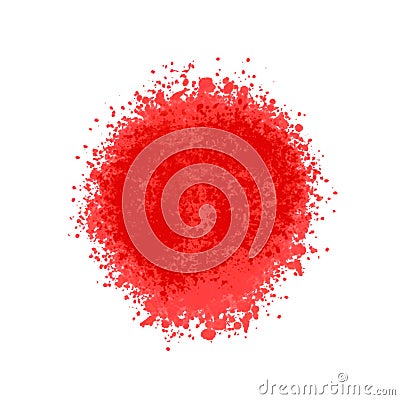 Particles grain or sand assembled in a circle live coral color. Vector backdrop texture shards, pieces or splashes of watercolor Vector Illustration