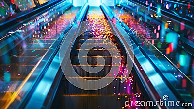 The particles move in a constant stream each one unique in color and size adding to the vivid everchanging landscape of Stock Photo