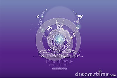 The particles, polygonal, geometric art - meditation Vector Illustration