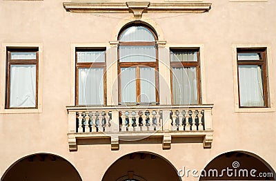 Particularly the ancient building that houses the City Hall Conselve in the sun in the province of Padua in Veneto (Italy) Stock Photo