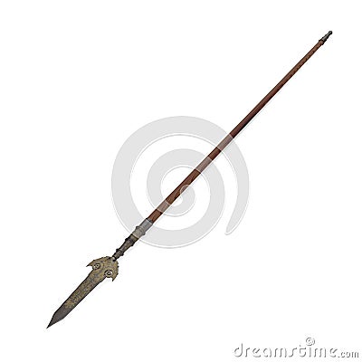 Partisan Pole Weapon on white. 3D illustration Cartoon Illustration