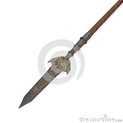 Partisan Pole Weapon on white. 3D illustration Cartoon Illustration