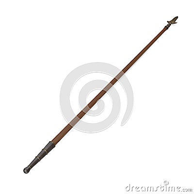 Partisan Pole Weapon on white. 3D illustration Cartoon Illustration