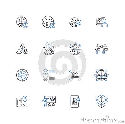 Partitioning line icons collection. Dividing, Subdivision, Segmentation, Separation, Allocation, Cleaving, Fragmentation Vector Illustration