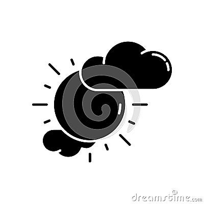 Partly cloudy black glyph icon Vector Illustration