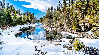 The partly frozen Murtle River in British Columbia, Canada Stock Photo